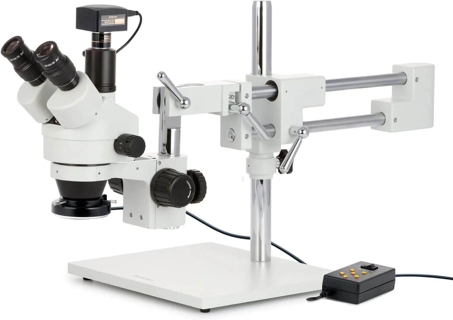 AmScope 3.5X-180X Trinocular Stereo Microscope with 4-Zone 144-LED Ring Light and 18MP USB3 Camera
