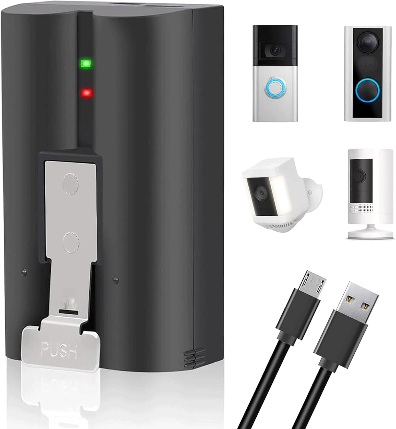 1 Pack 6040mAh V4 Rechargeable Battery for Ring Video Doorbell 2/3/4/3 Plus, Spotlight Cam, Spotlight Cam Plus, Spotlight Cam Pro, Stick Up Cam(2nd & 3rd Gen) 3.65V 22.046wh, 1x USB Cable Cord