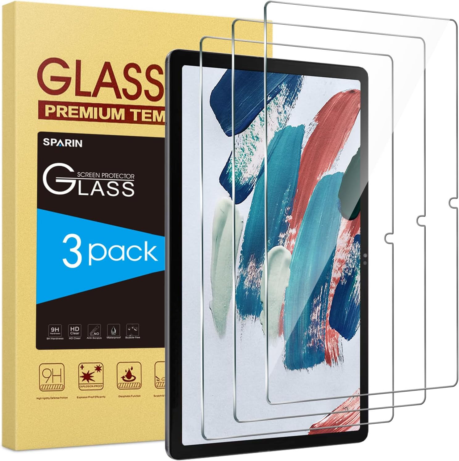 SPARIN 3 Pack Screen Protector for Samsung Galaxy Tab A9 Plus 11 Inch 2023, Tempered Glass Tablet Screen Protector for Galaxy Tab A9+ 5G (SM-X210/X216/X218), Case Friendly, Anti Scratch