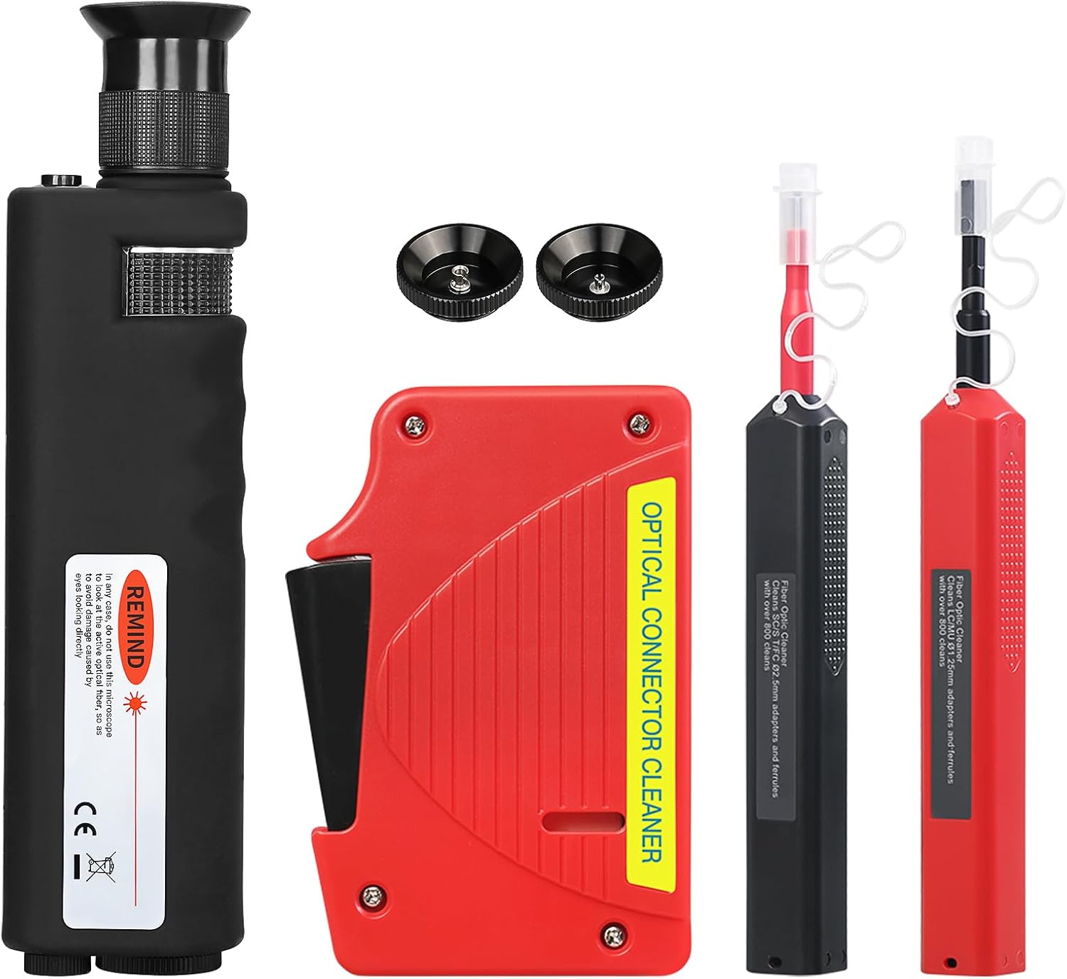 400X Fiber Optic Inspection Microscope Cable SC FC ST LC Interface End Face With 1.25mm 2.5mm Adapter and Cleaner Handheld LED Cleaning Detector