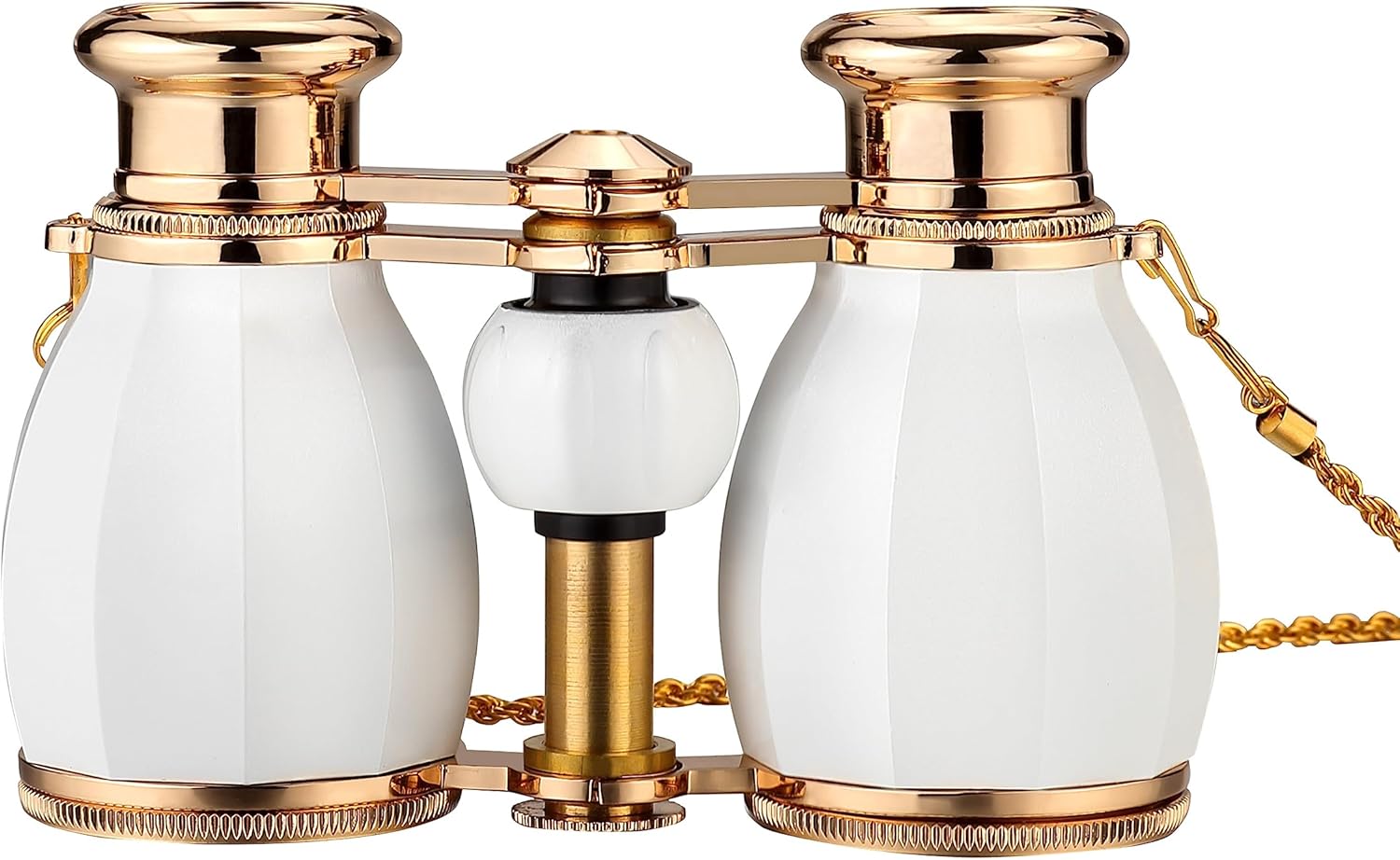 ESSLNB Opera Glasses - 4X30mm Compact Binoculars for Women Adults - Theater & Concerts - Antique Design with Case & Removable Chain - White