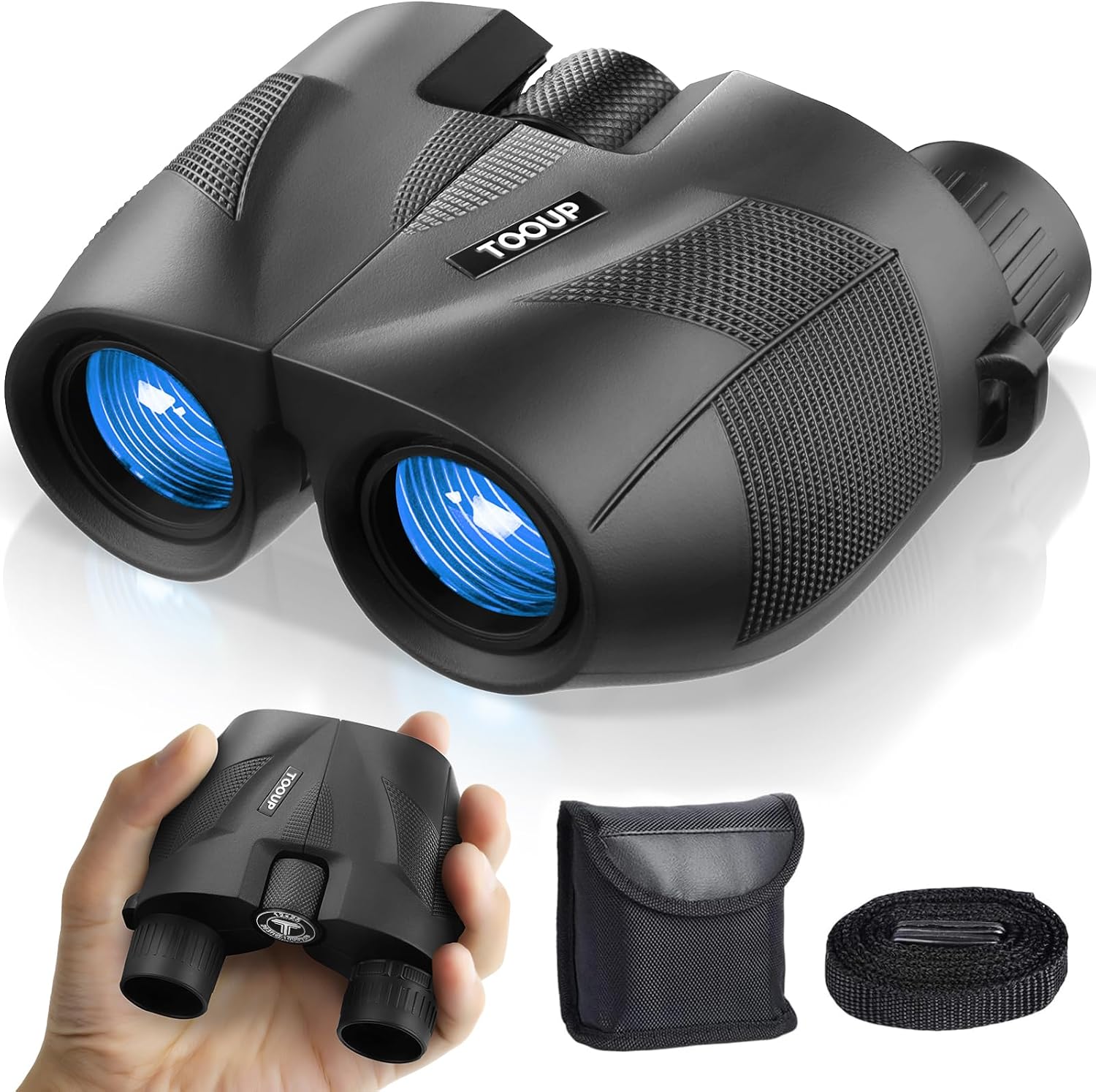 12x25 Compact Binoculars for Adults and Kids - High Powered Binoculars with Clear Low Light Vision and Large Eyepiece, HD Easy Focus Binoculars for Bird Watching, Concerts and Sport Games